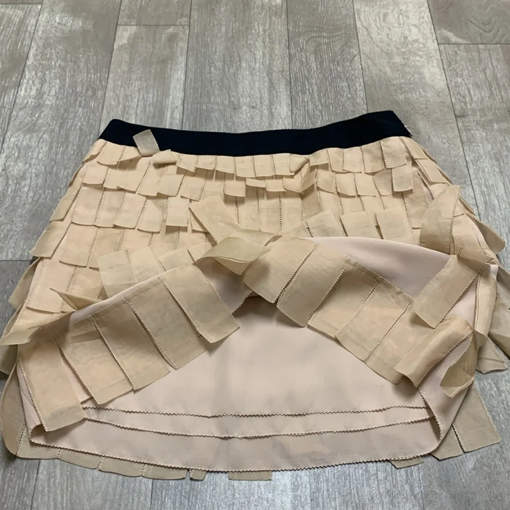 Womens J.Crew 100% Silk Ribbon Tiered Mini‎ Skirt